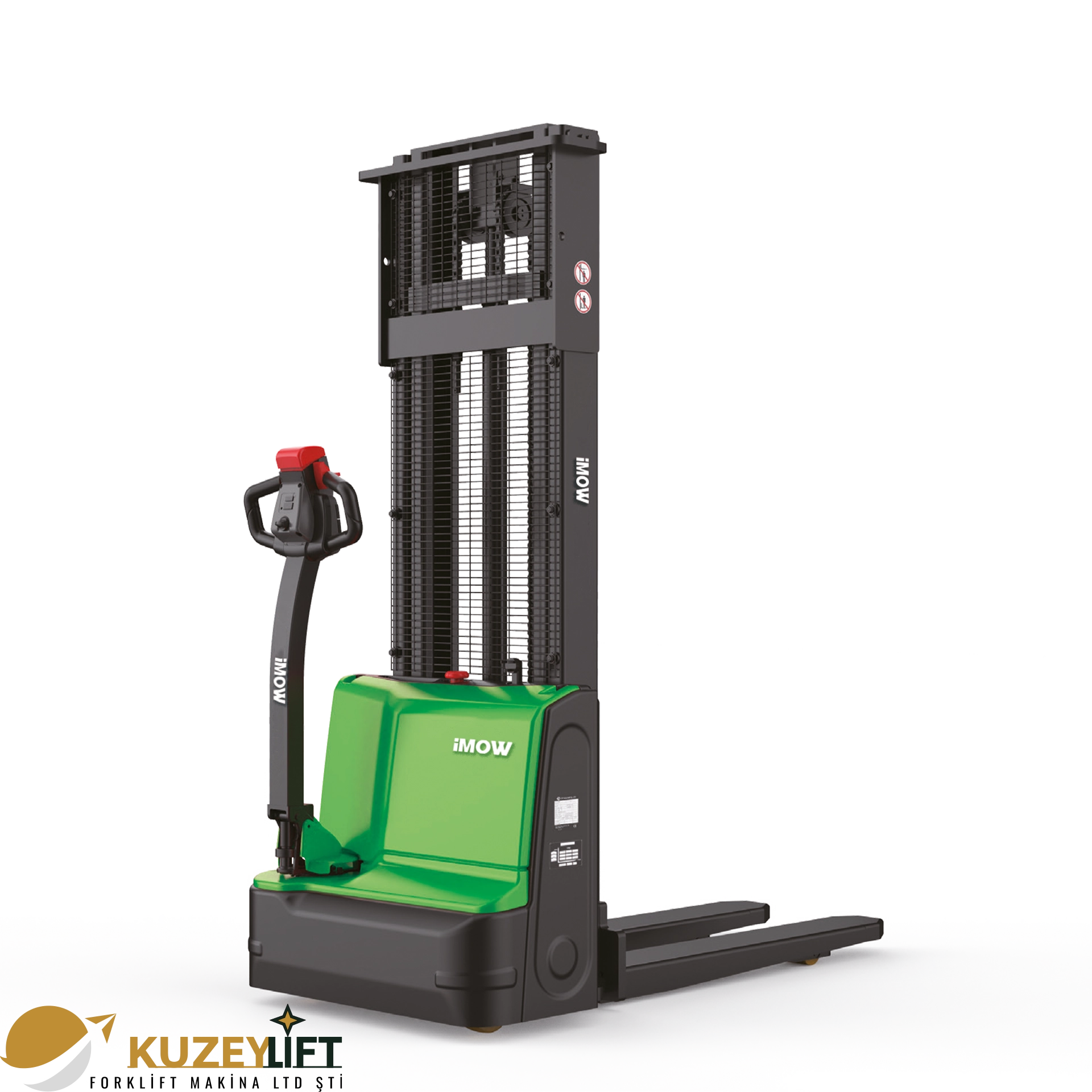 DS3 Elektrikli İstifleyici  Kuzey Lift Forklift 	•	Taşıma Kapasitesi: 1.500 kg (1,5 ton) 	•	Kaldırma Yüksekliği: 2.930 mm 	•	Kullanım Tipi: Yaya kumandalı (Pedestrian) 	•	Akü: 24V / 80Ah Jel Akü 	•	Toplam Ağırlık: 540 kg 	•	Dönüş Yarıçapı: 1470 mm  Öne Çıkan Avantajlar: Kompakt tasarım · Güvenli elektromanyetik fren · Sessiz çalışma · Düşük bakım maliyeti · Dar alanlara uyum