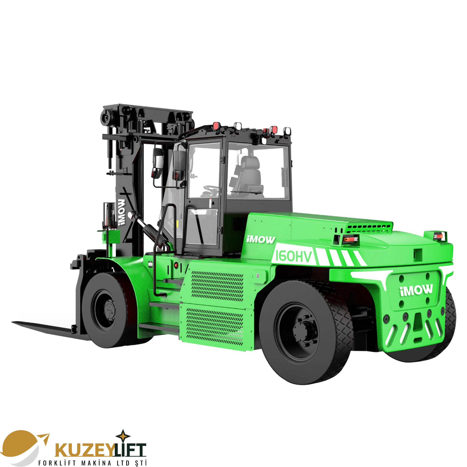 Kuzey Lift Forklit | İzmir EFL1603-HV-12 Lityum-İyon Forklift 	•	Taşıma Kapasitesi: 16 ton (16.000 kg) 	•	Asansör / Kaldırma Yüksekliği: 4 m 	•	Akü: Lityum-iyon 618,24V / 228Ah 	•	Tahrik Sistemi: Elektrikli – PMSM 	•	Kullanım Tipi: Oturarak (Seated) 	•	Öne Çıkan Avantajlar: Çok yüksek çekiş gücü, geniş şasi ve dingil mesafesi, pnömatik lastikler, ağır hizmet dayanıklılığı  En yüksek tonajlı yükler için güvenilir, güçlü ve verimli forklift çözümleri İzmir’de Kuzey Lift Forklit ile.