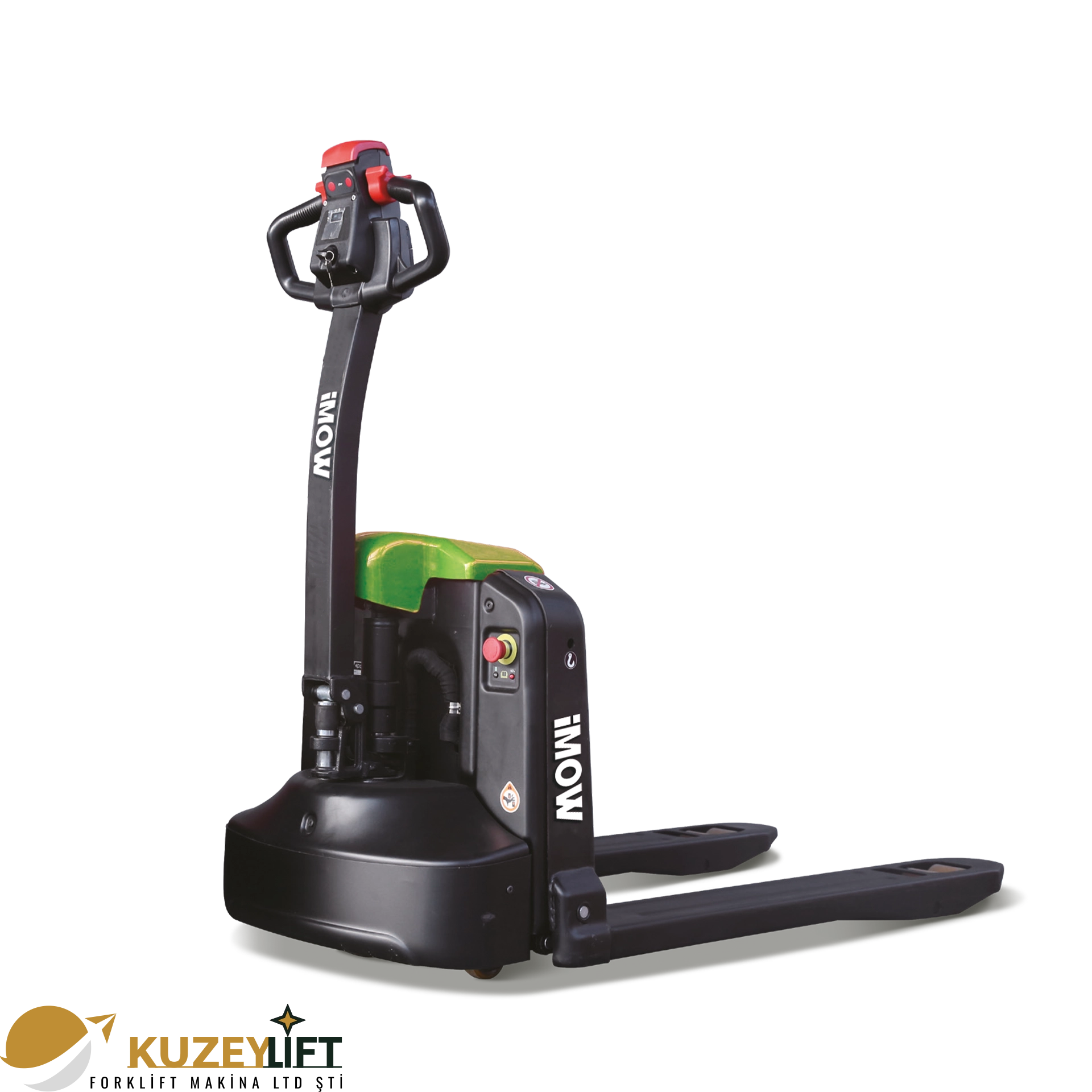 EPL185 Lityum-İyon Transpalet  Kuzey Lift Forklift 	•	Taşıma Kapasitesi: 1,8 ton (1800 kg) 	•	Kaldırma Yüksekliği: 115 mm 	•	Akü: 48V / 20Ah (30Ah opsiyonel) Lityum-İyon 	•	Tahrik Sistemi: Elektrikli (DC) 	•	Kullanım Tipi: Yaya kontrollü (Pedestrian) 	•	Toplam Ağırlık: 170 kg 	•	Dönüş Yarıçapı: 1330 mm  Avantajlar: Hafif yapı · Hızlı şarj · Düşük bakım maliyeti · Sessiz ve çevreci çalışma · Dar alanlarda yüksek manevra