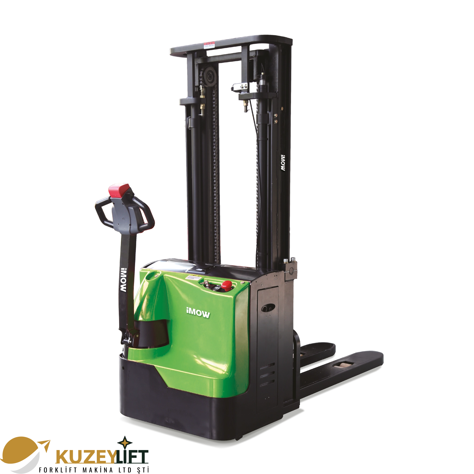 ES20-WA Elektrikli İstifleyici  Kuzey Lift Forklift 	•	Taşıma Kapasitesi: 2.000 kg (2 ton) 	•	Kaldırma Yüksekliği: 3.000 mm 	•	Kullanım Tipi: Yaya kumandalı (Pedestrian) 	•	Akü: 24V / 280Ah Lityum-iyon 	•	Toplam Ağırlık: 1.170 kg 	•	Dönüş Yarıçapı: 1.589 mm  Öne Çıkan Avantajlar: Yüksek taşıma kapasitesi · Lityum-iyon batarya · Elektromanyetik fren · Sessiz ve güvenli çalışma · Dar alanlara uyum