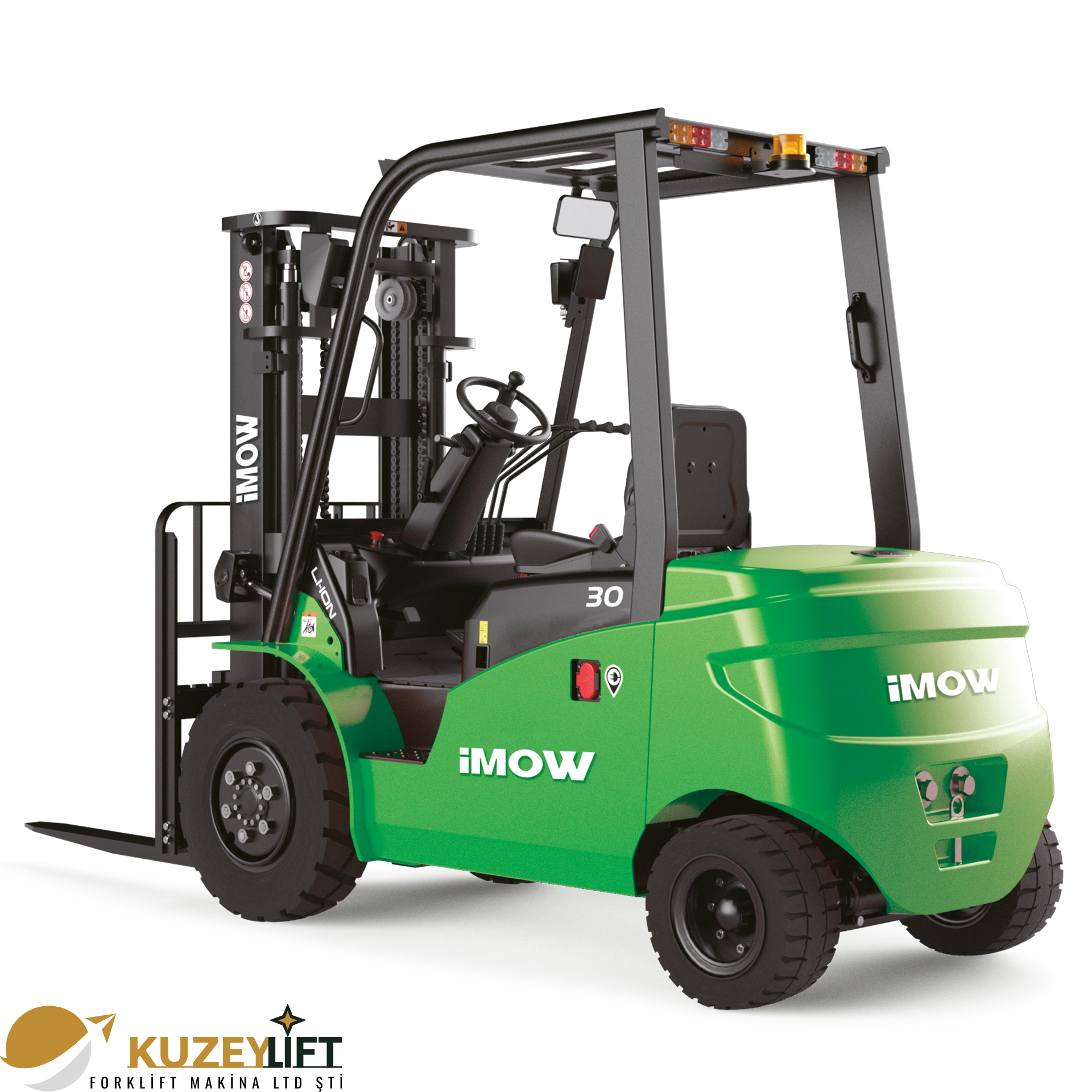 Kuzey Lift Forklit | İzmir ICE253P Lityum-İyon Forklift 	•	Taşıma Kapasitesi: 2,5 ton (2500 kg) 	•	Asansör / Kaldırma Yüksekliği: 3 m 	•	Akü: Lityum-iyon 80V / 280Ah 	•	Tahrik Sistemi: Elektrikli 	•	Kullanım Tipi: Oturarak (Seated) 	•	Öne Çıkan Avantajlar: Yüksek seyir hızı, güçlü motor performansı, üstün tırmanma kabiliyeti ve düşük enerji tüketimi  Ağır yüklerde güçlü, hızlı ve verimli forklift çözümleri İzmir’de Kuzey Lift Forklit güvencesiyle.