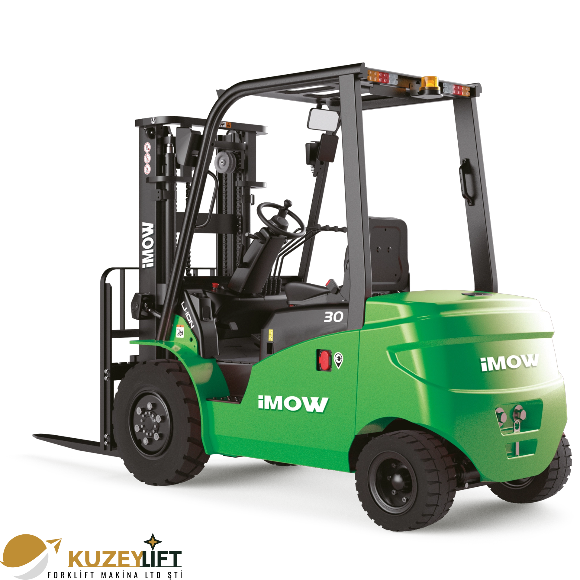 Kuzey Lift Forklit | İzmir ICE353S Lityum-İyon Forklift 	•	Taşıma Kapasitesi: 3,5 ton (3500 kg) 	•	Asansör / Kaldırma Yüksekliği: 3 m 	•	Akü: Lityum-iyon 80V / 280Ah 	•	Tahrik Sistemi: Elektrikli 	•	Kullanım Tipi: Oturarak (Seated) 	•	Öne Çıkan Avantajlar: Güçlü taşıma kapasitesi, yüksek seyir hızı, sağlam şasi yapısı ve enerji verimliliği  Ağır yüklerde güvenilir, dayanıklı ve verimli forklift çözümleri İzmir’de Kuzey Lift Forklit güvencesiyle.