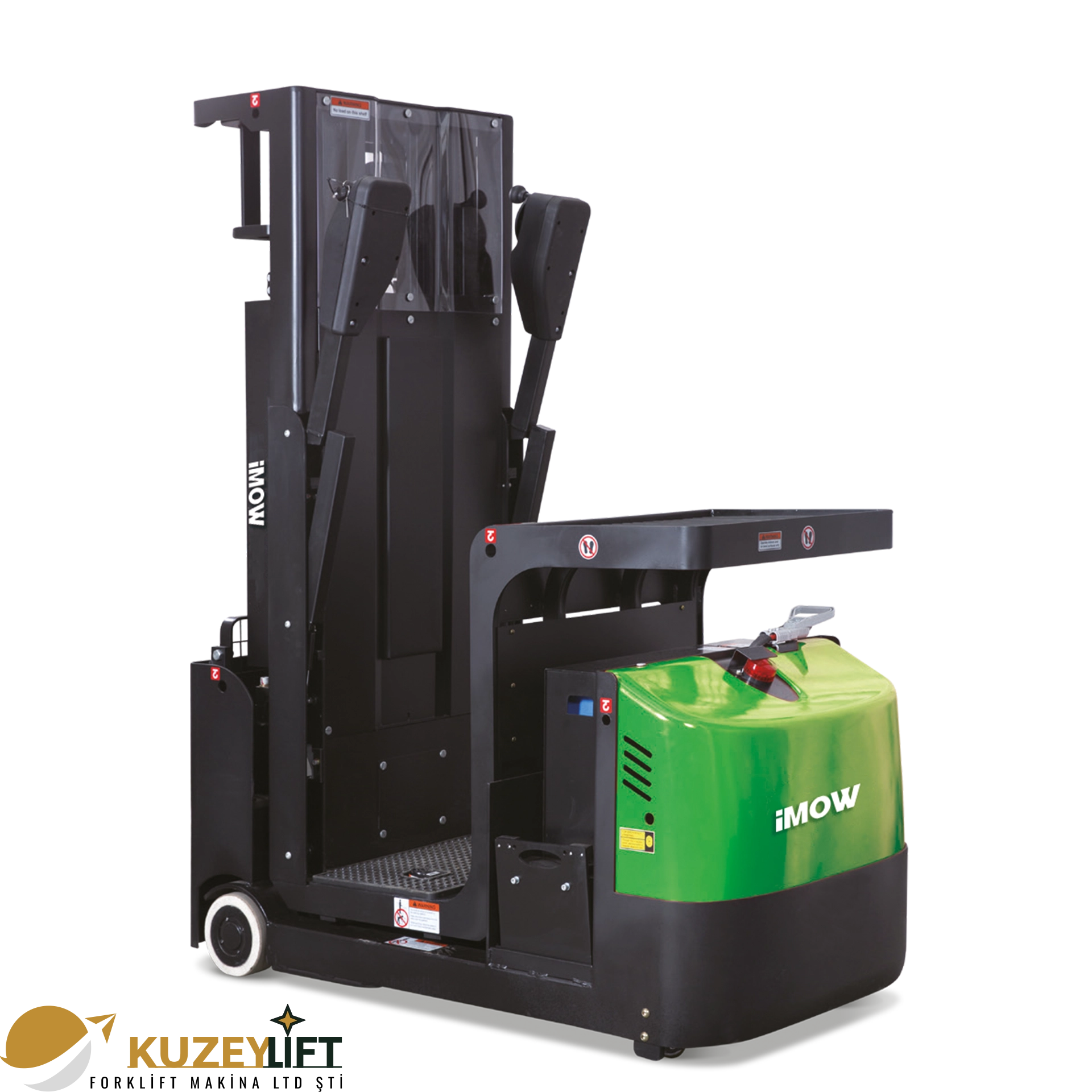 JX1 Sipariş Toplayıcı  Kuzey Lift Forklift 	•	Taşıma Kapasitesi: 363 kg 	•	Maks. Kaldırma Yüksekliği: 5.710 mm 	•	Operatör Platform Yüksekliği: 4.880 mm 	•	Kullanım Tipi: Order-picker 	•	Akü: 24V / 224Ah Lityum-iyon 	•	Dönüş Yarıçapı: 1.450 mm  Öne Çıkan Avantajlar: Yüksek raf erişimi · Lityum-iyon batarya · Elektromanyetik fren · Kompakt tasarım · Sessiz ve güvenli çalışma