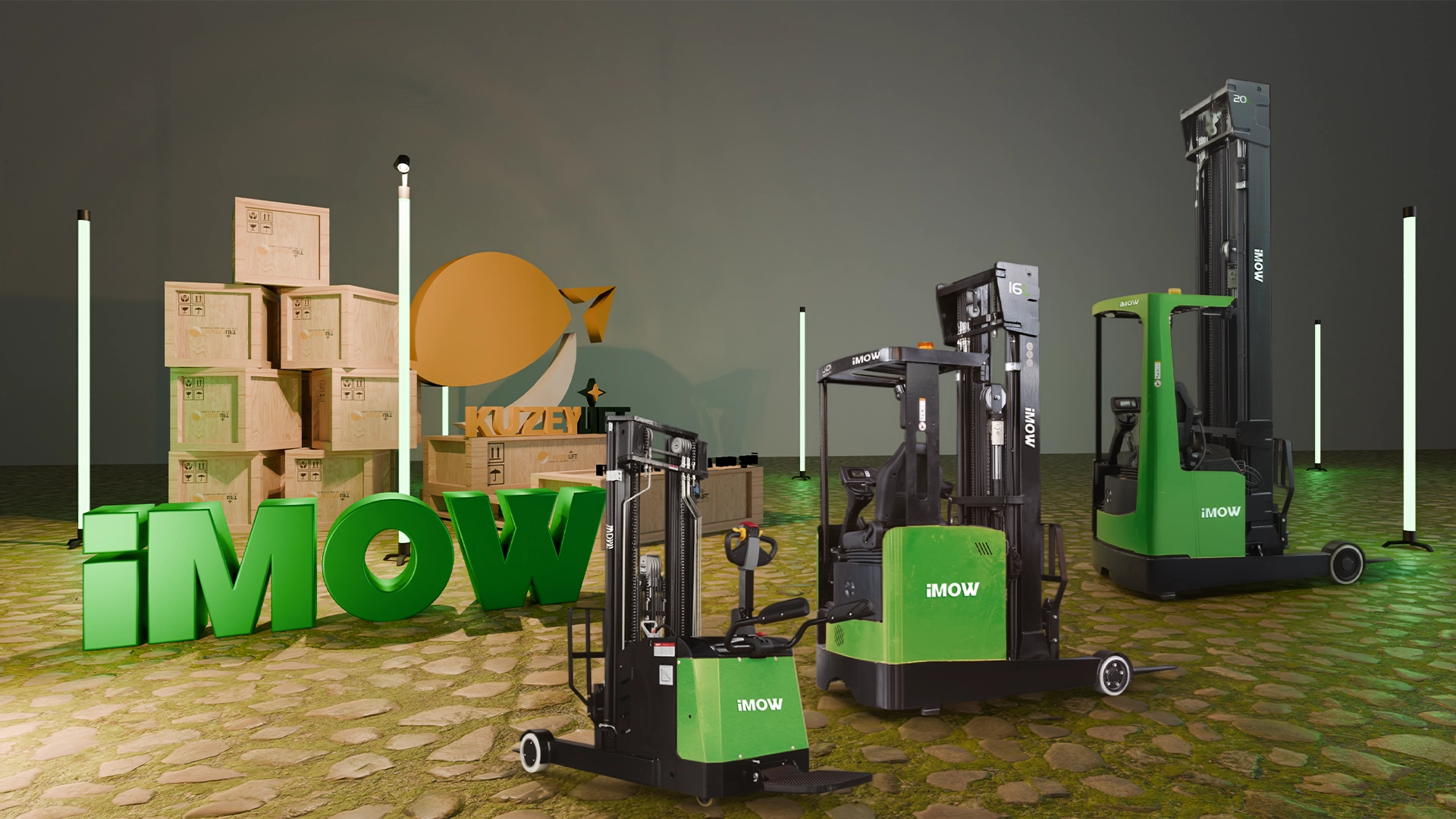 IMOW lityum iyon reach truck yüksek raf depo operasyonu